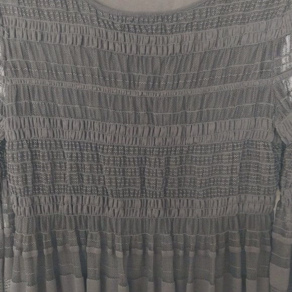 M.S.S.P. Max Studio Mesh Stripe Dress with Smocking Detail & Flare Sleeves NWOT - Picture 6 of 9